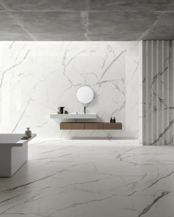 Obklad Bianco Statuario – mramorový dizajn, interiér